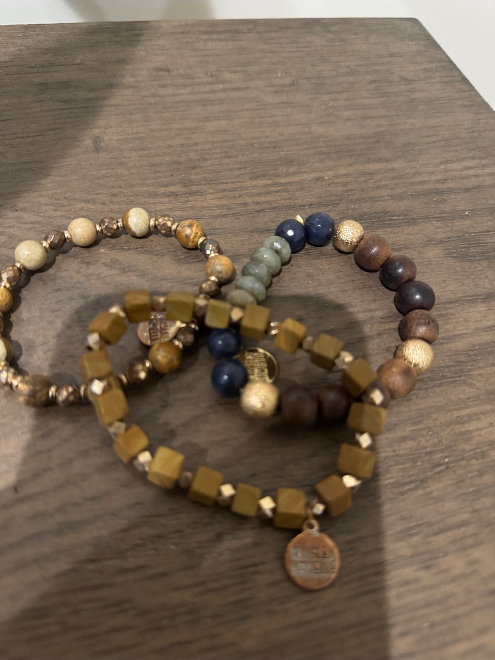 Kinsley armelle Stackable Brown and Blue Beaded Bracelet Set